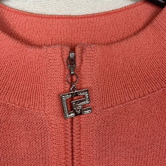 St John sport womens p small pink wool knit zip up braided sweater barbie vintag - Picture 6 of 13